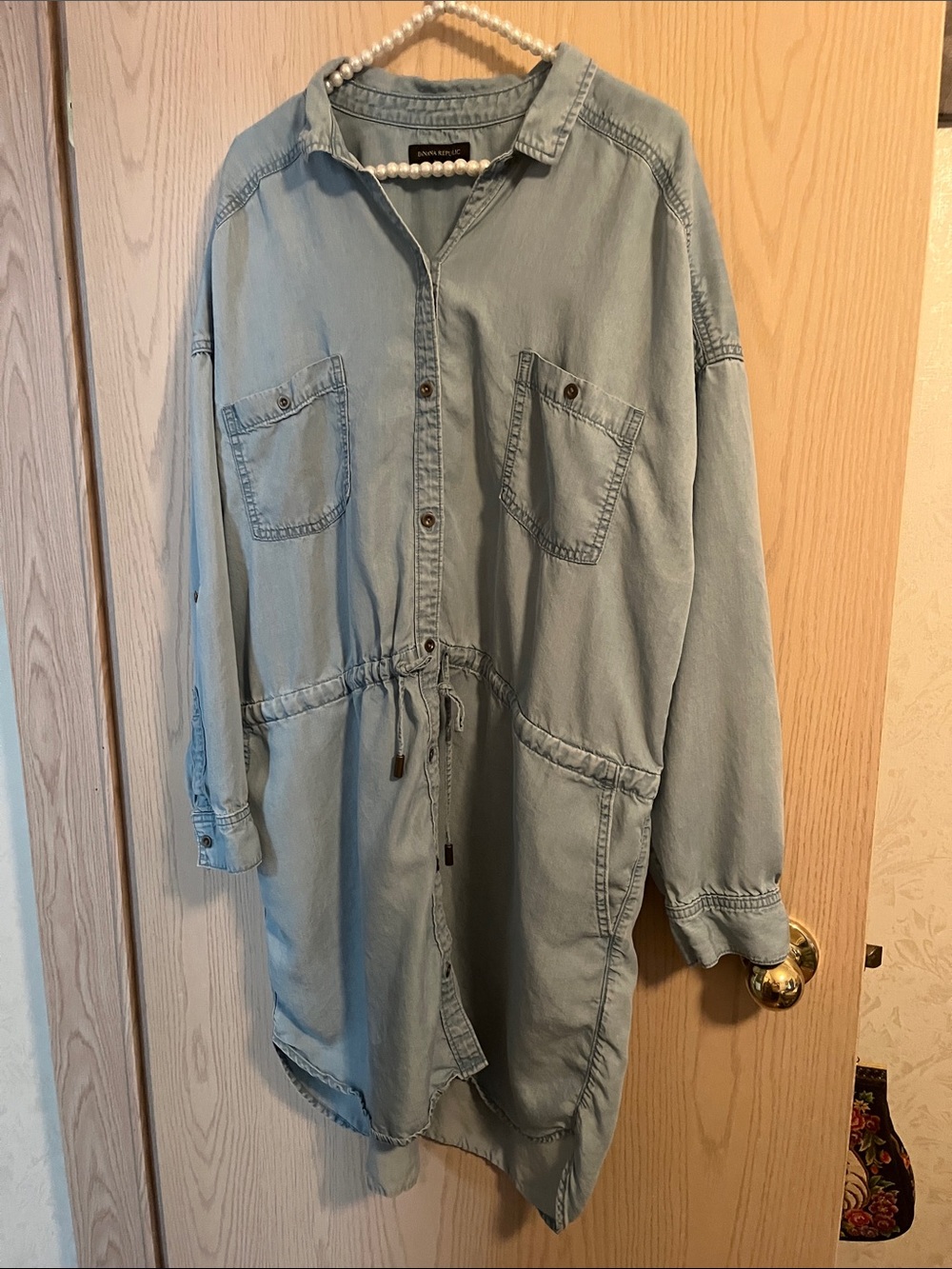Banana Republic Light Wash Denim Utility Jacket Dress